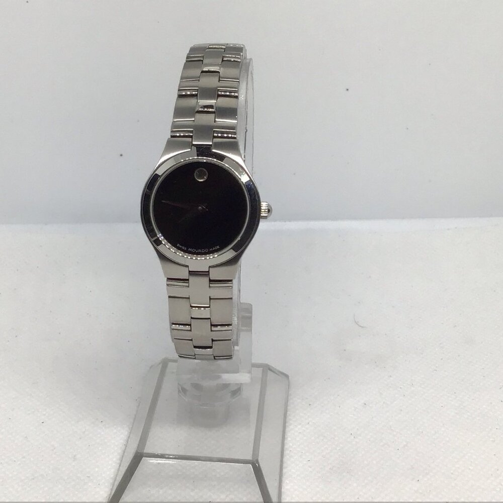Movado Juro Ladies Watch 24mm Black Museum Dial Stainless Steel 84.E4.1844